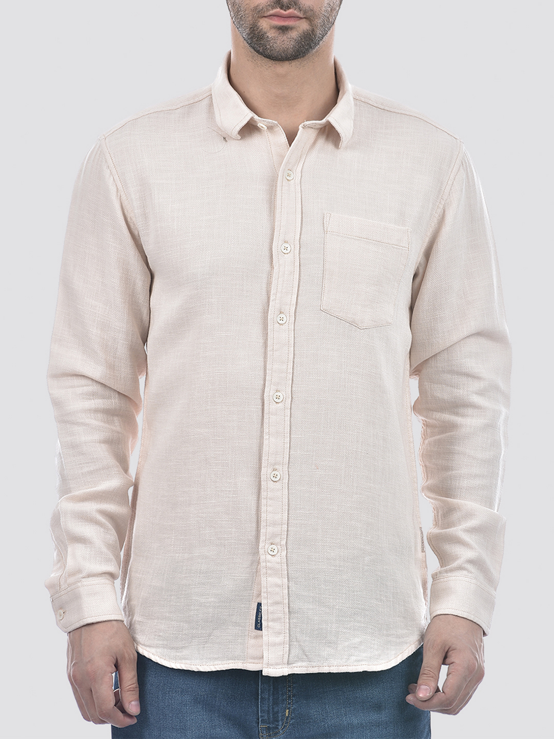 Numero Uno Men Solid Cream Shirt